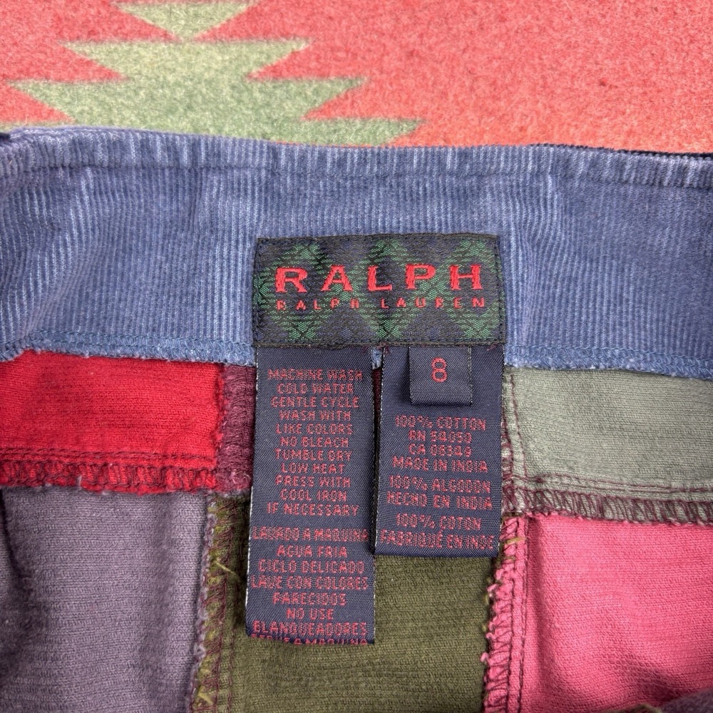 Vintage 90s Ralph Lauren Corduroy Patchwork Mini Skirt Women's Size 8 Colorful - Picture 6 of 9